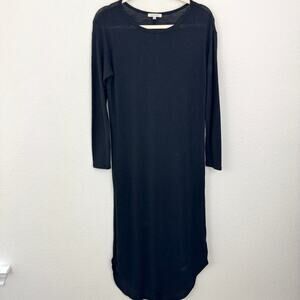 Z Supply Womens Slub Sweater Maxi Dress Size XS Long Sleeve Knit Slit Black